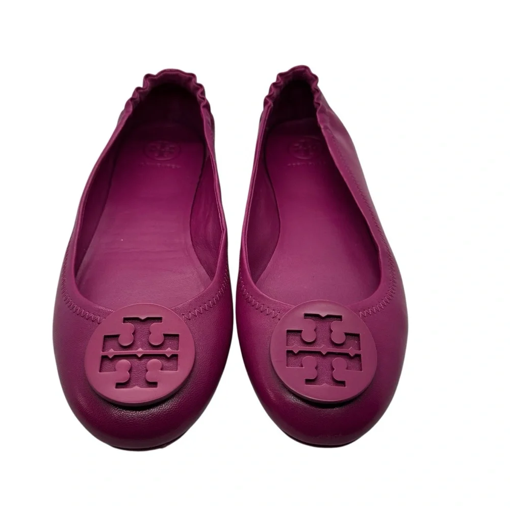 Tory Burch Minnie Reva Travel Ballet Flats Shoes in Magenta Pink Size 7.5 - Picture 2 of 12